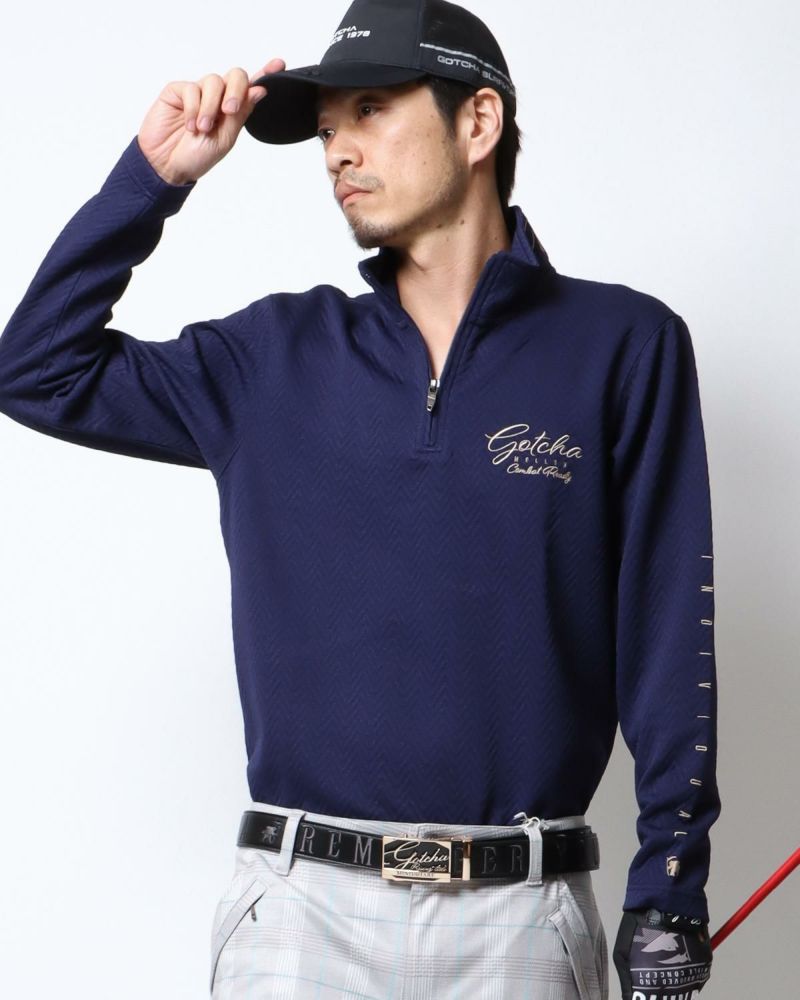 ネイビー：180cm67kg(Lサイズ着用)