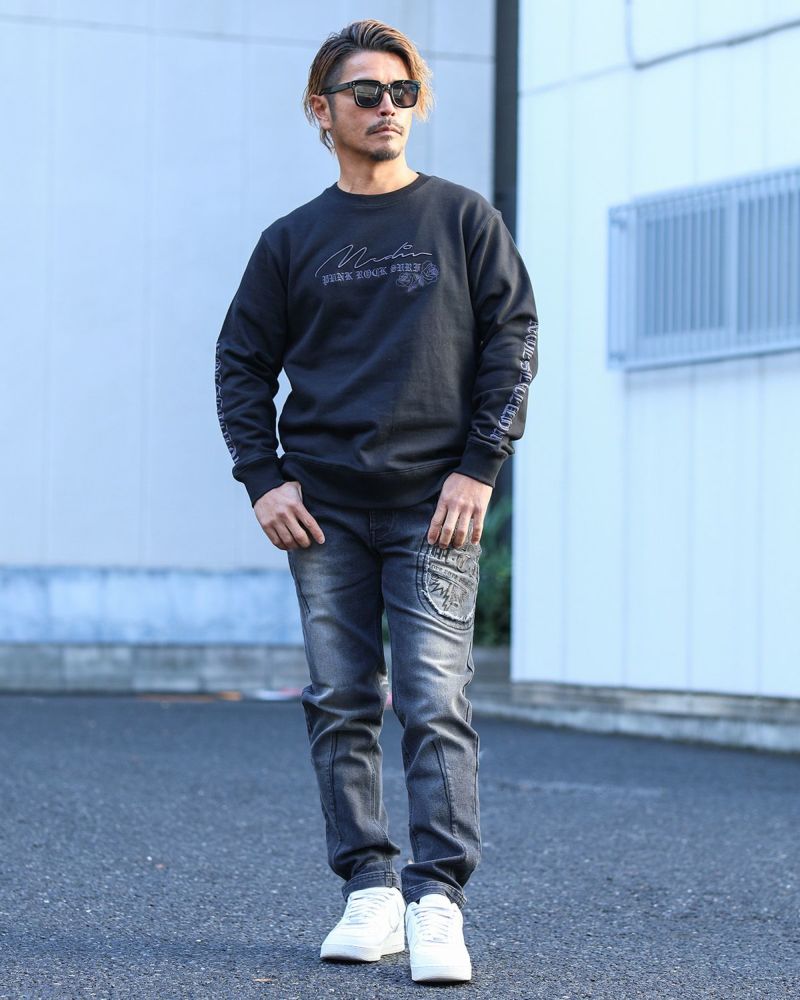 MCD] ブラック 刺繍 トレーナー | PEET ONLINE STORE