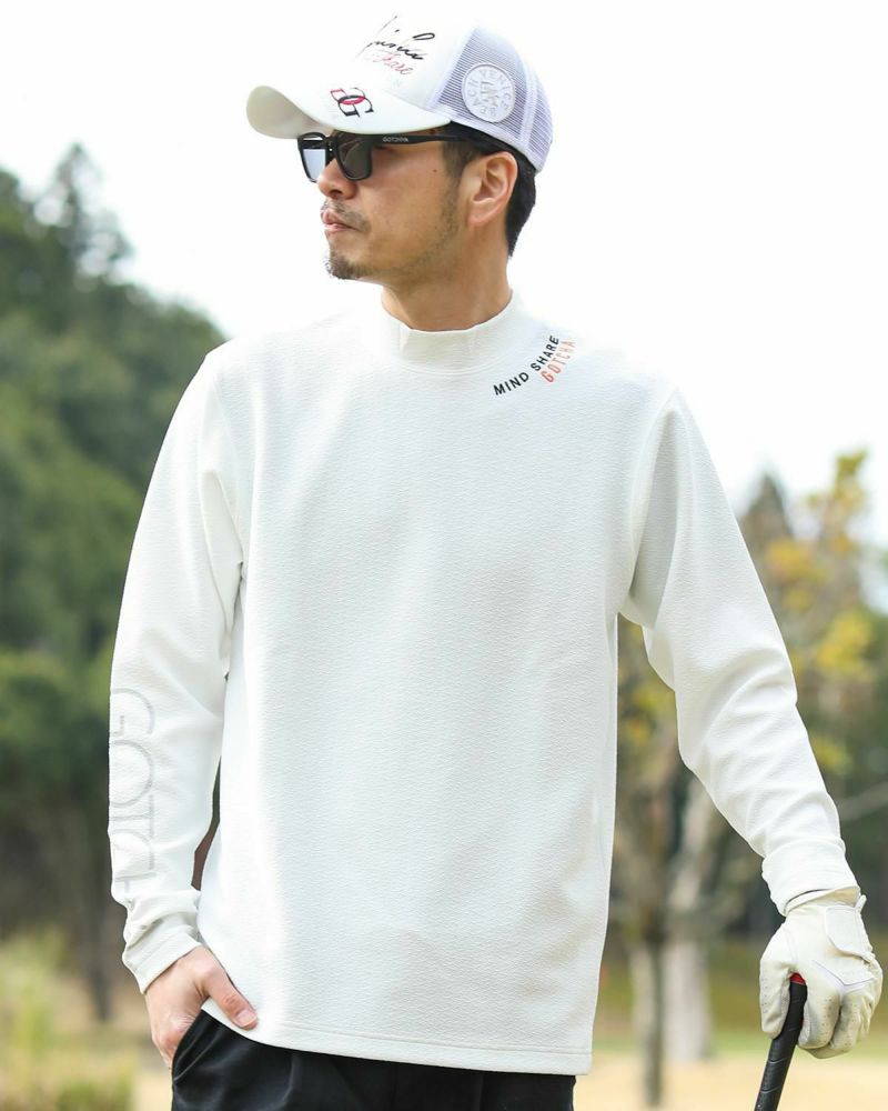 GOTCHA GOLF] 抗菌防臭 膨れジャカード モックネック ロンT