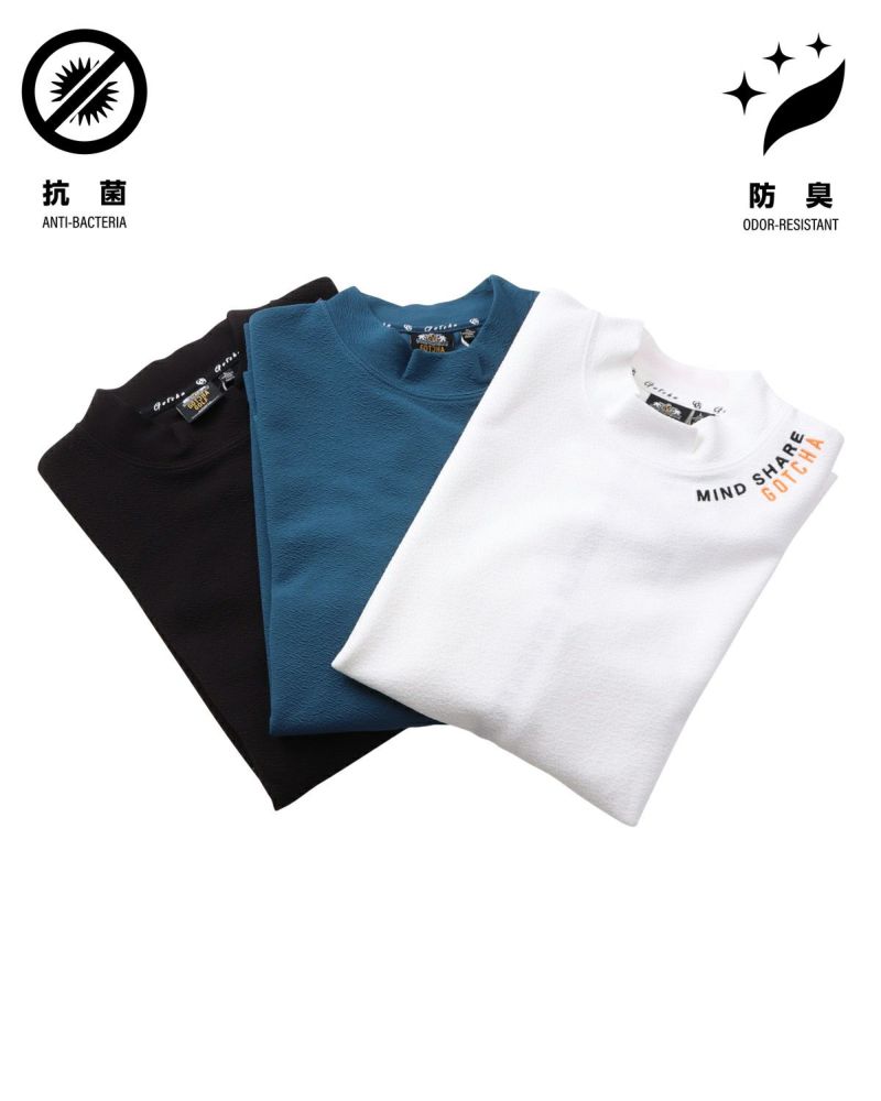 GOTCHA GOLF] 抗菌防臭 膨れジャカード モックネック ロンT