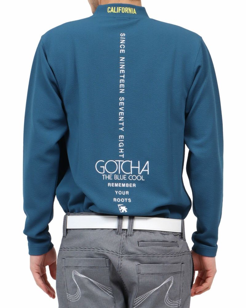 GOTCHA GOLF] 抗菌防臭 膨れジャカード モックネック ロンT