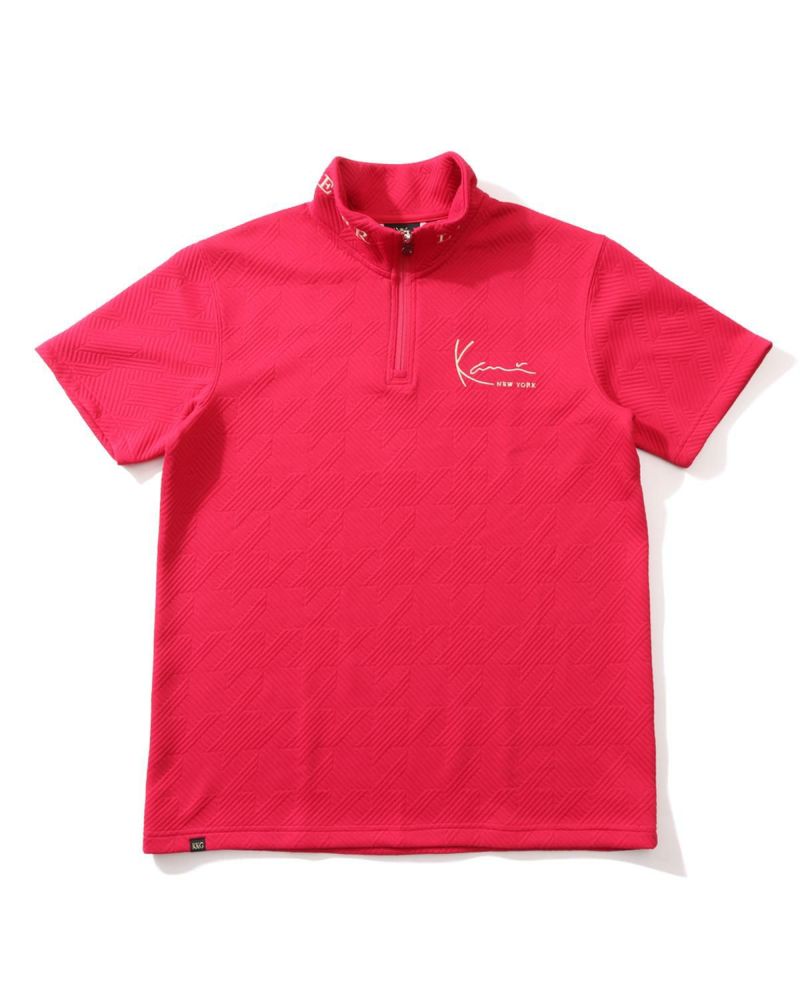 Karl Kani GOLF] ドライ 千鳥 ジャカード ハーフジップ Tシャツ