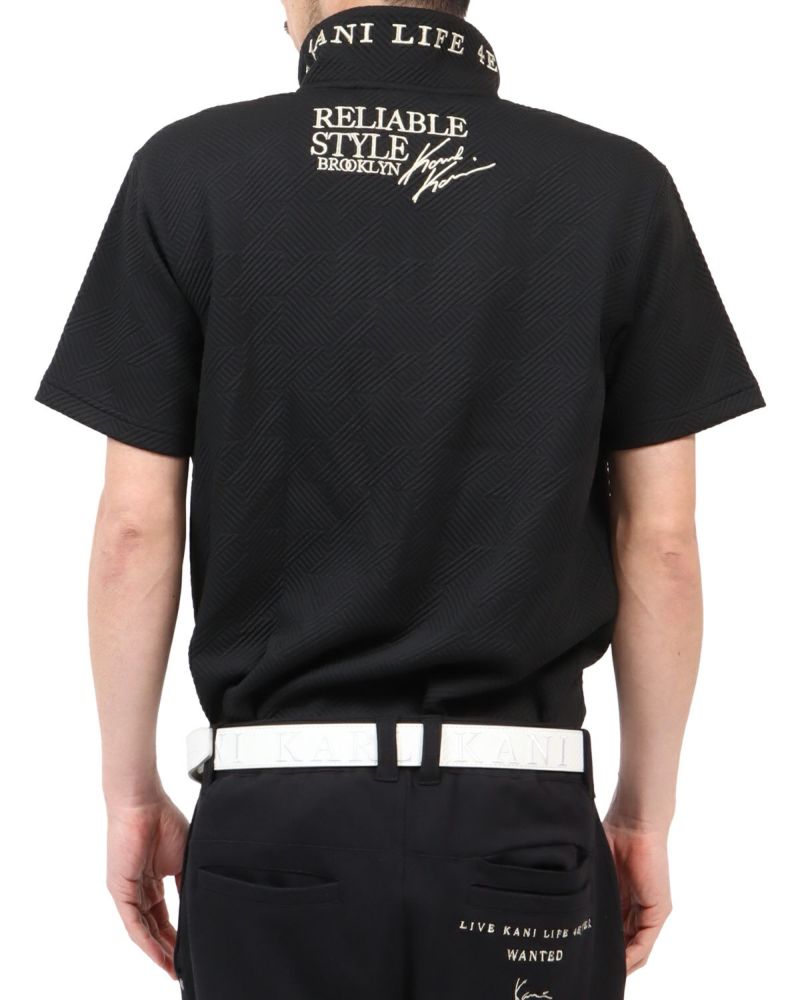 Karl Kani GOLF] ドライ 千鳥 ジャカード ハーフジップ Tシャツ