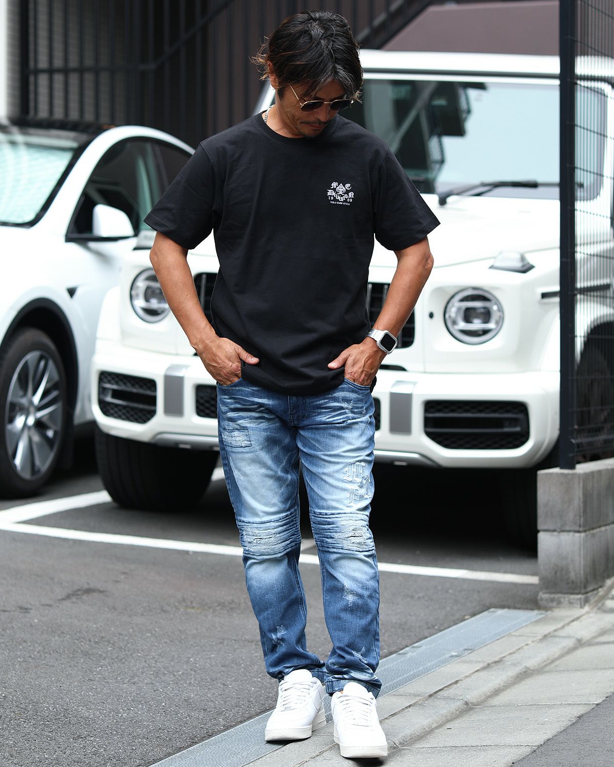 ブラック:172cm/72kg(Lサイズ着用)