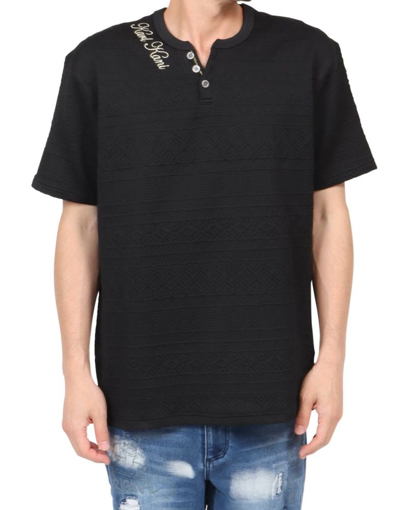 Karl Kani] ブリスター ジャカード Yヘンリーネック Tシャツ