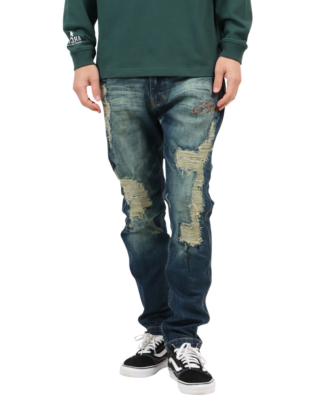 インディゴ：180cm67kg(Mサイズ着用)