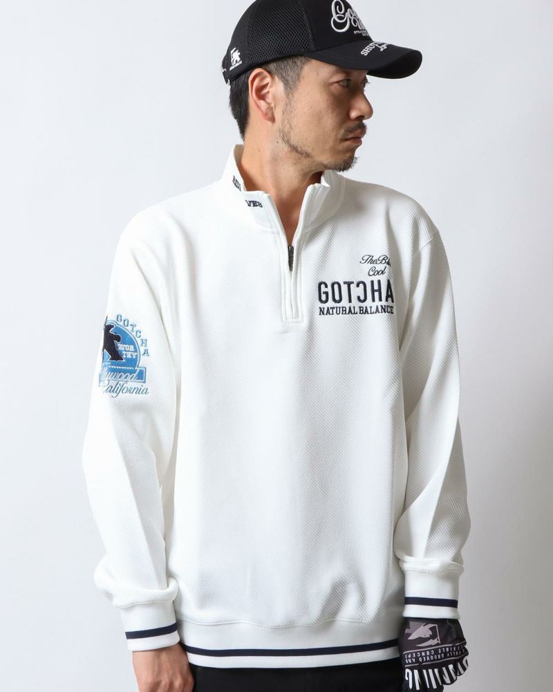 GOTCHA GOLF] 抗菌防臭 さがら 刺繍 ハーフジップ トレーナー