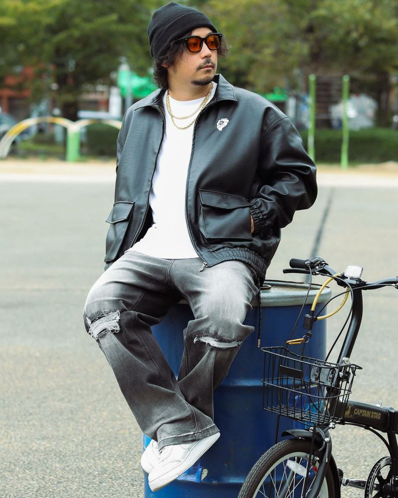 NESTA BRAND] ビッグシルエット PU レザー 中綿 ジャケット