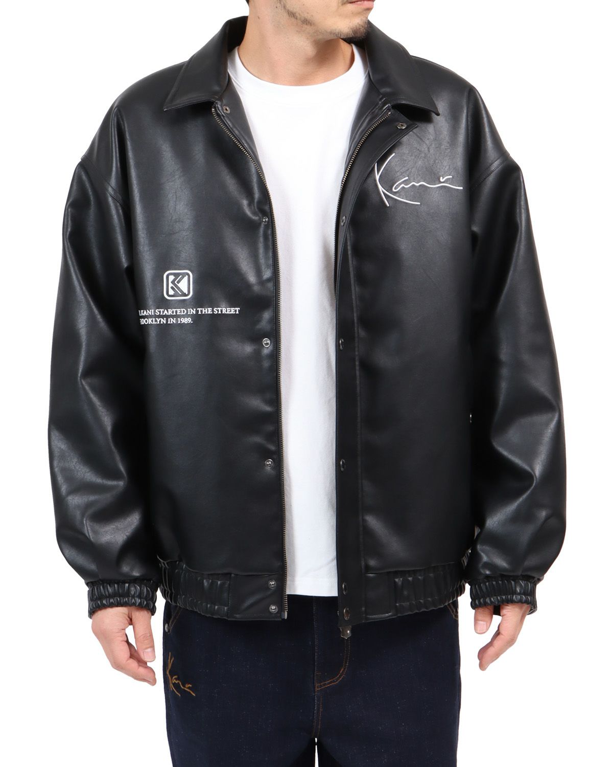 Karl Kani] ビッグシルエット PU レザー 中綿 ジャケット | PEET 