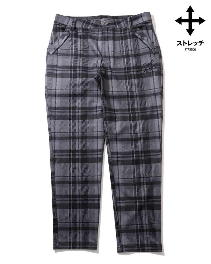 ストレッチ チェック テーパードパンツ