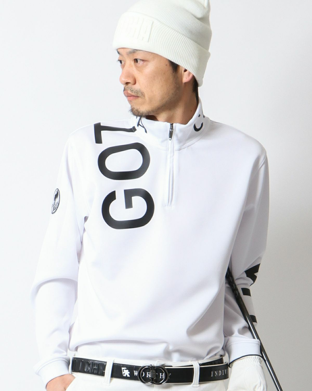 ホワイト：180cm67kg(Lサイズ着用)