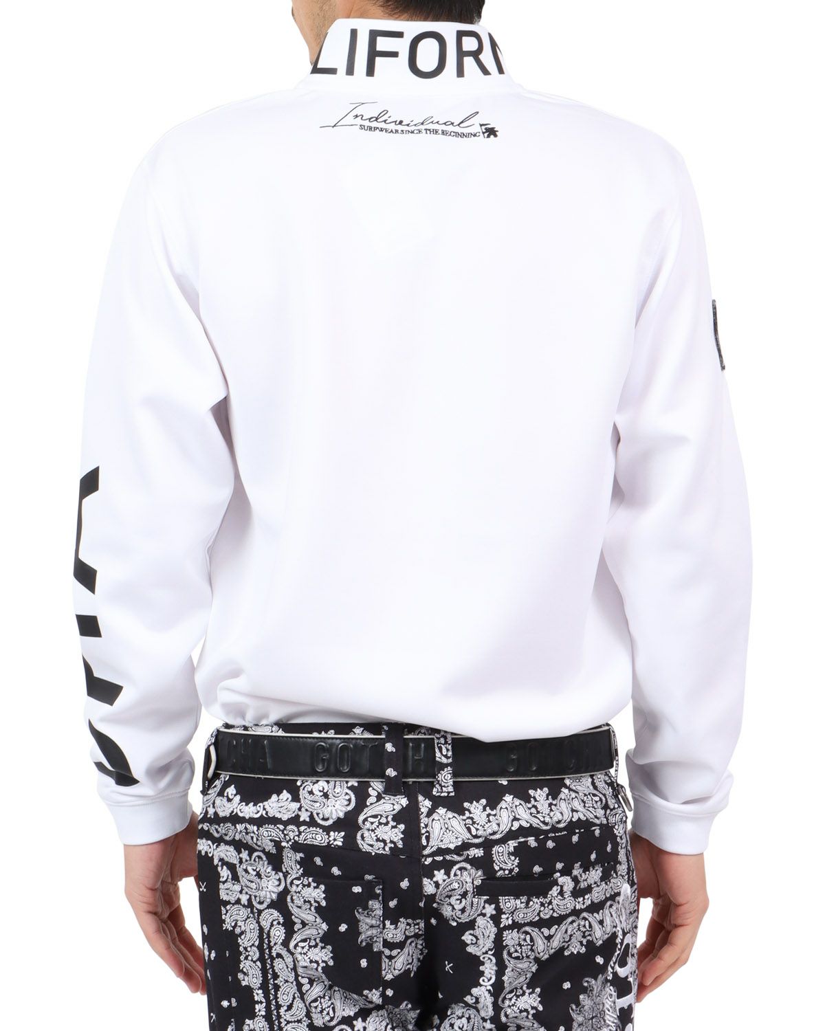 ホワイト：180cm67kg(Lサイズ着用)