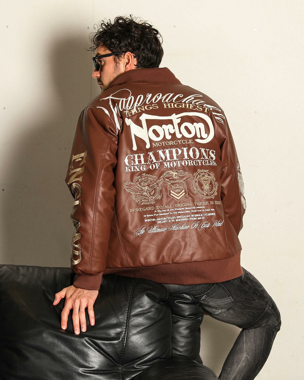 Norton] MAX デザイン 衿スタンドリブ PU 中綿 ジャケット | PEET 