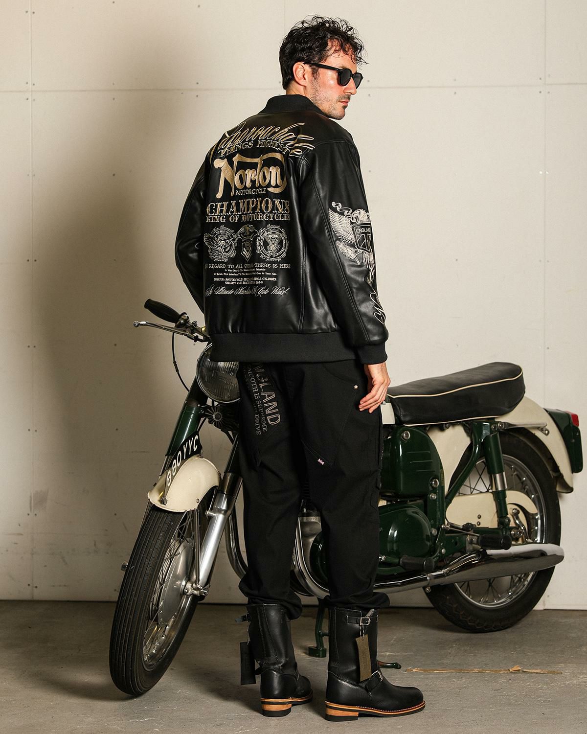 Norton] MAX デザイン 衿スタンドリブ PU 中綿 ジャケット | PEET 