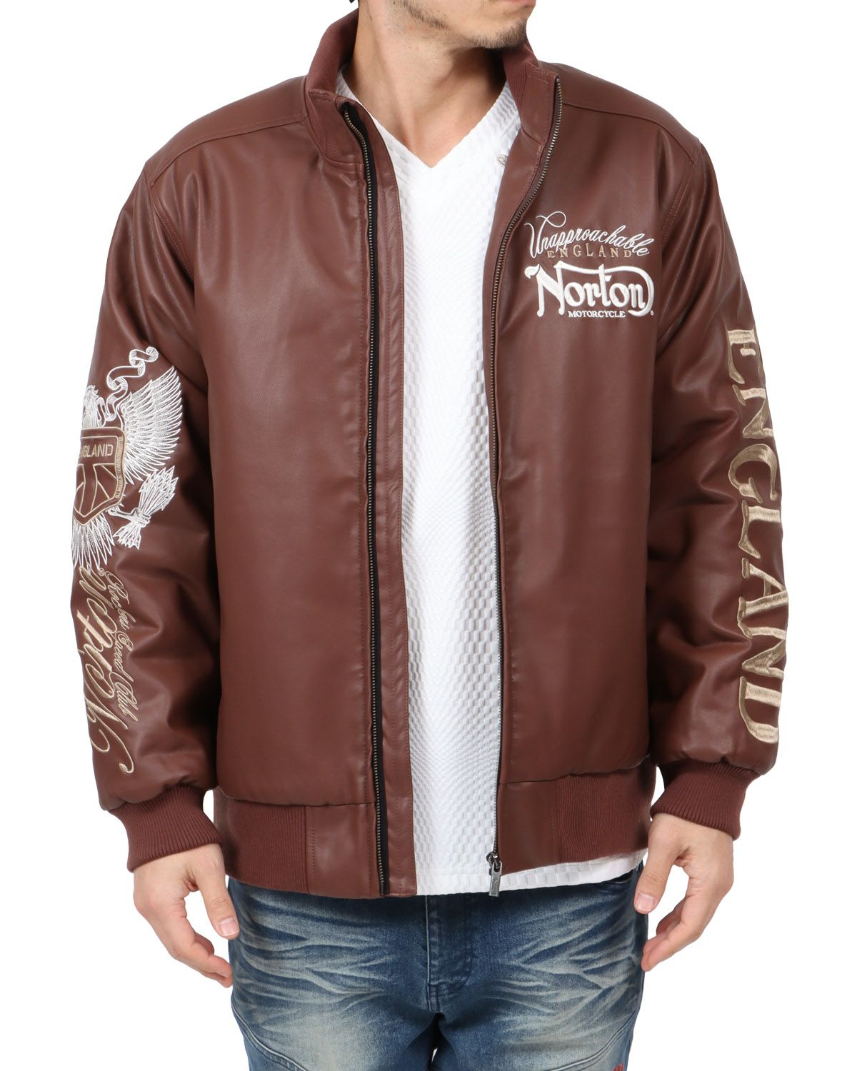 Norton] MAX デザイン 衿スタンドリブ PU 中綿 ジャケット | PEET  