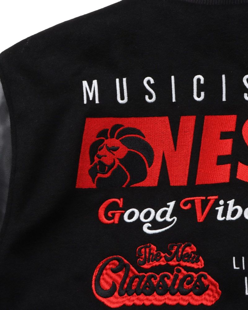 古着 NESTA BRAND 刺繍ロゴ 袖レザー スタジャンM(その他) NESTA BRAND] ロゴ 刺繍 スタジャン | PEET ONLINE STORE