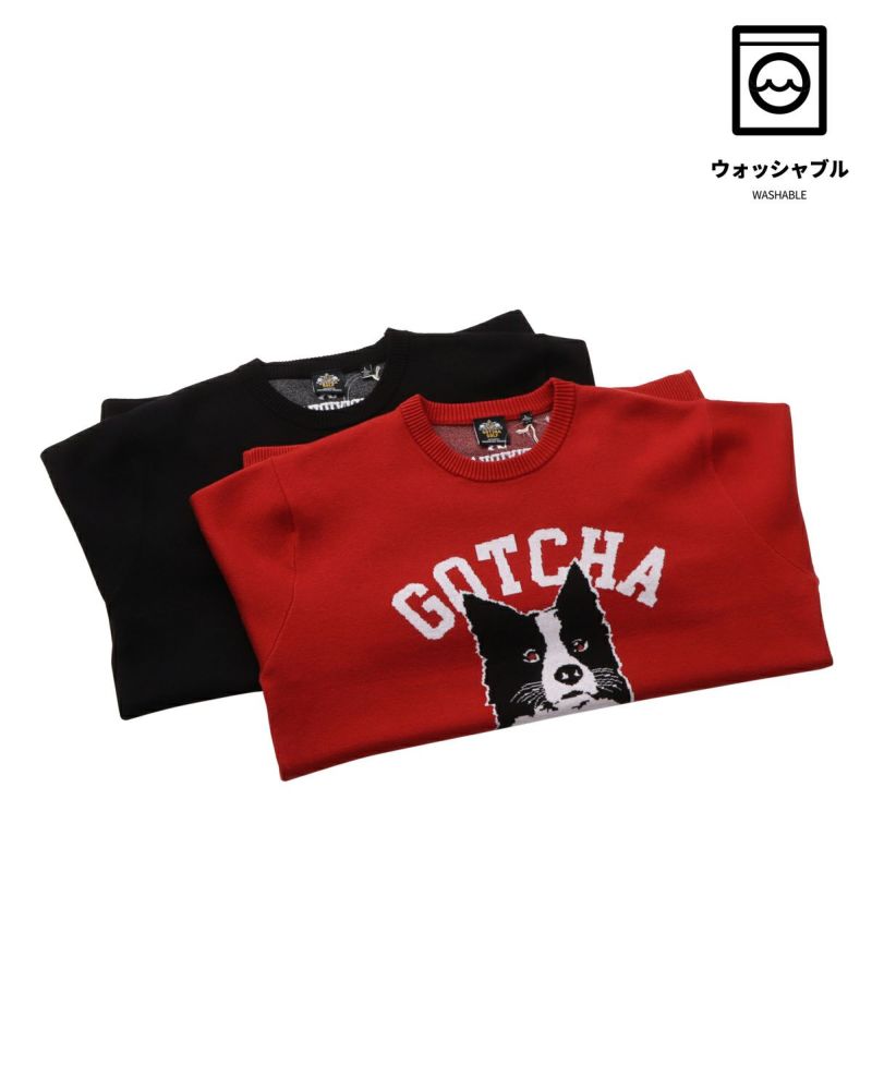 GOTCHA GOLF] ウォッシャブル ジャカード ドッグ クルーネック