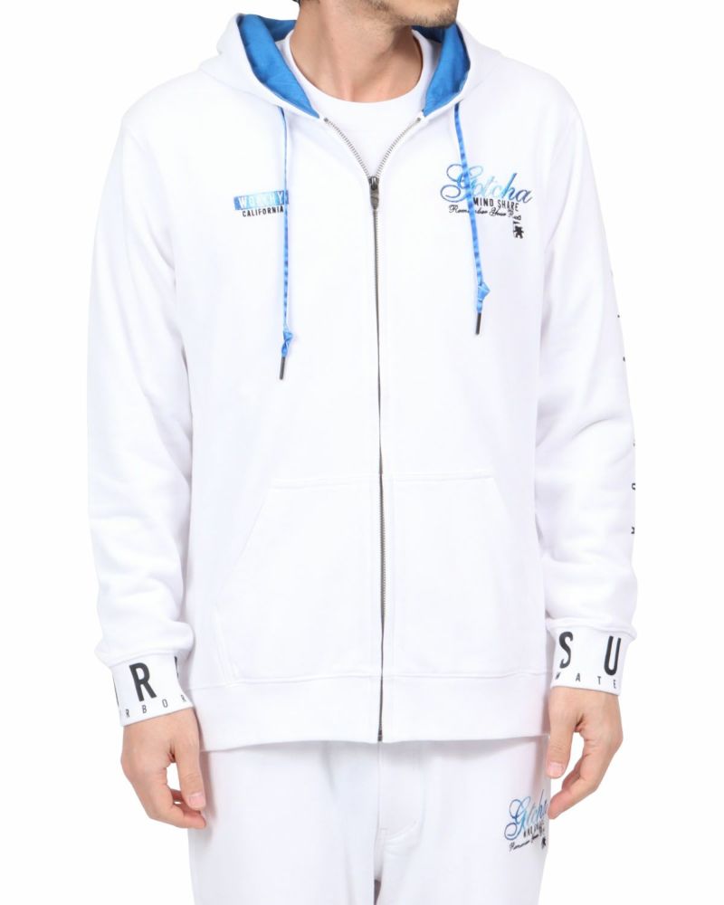 【hazama】美品 フルジップ グラデーション パーカー 白紺 M～L hazama】美品 フルジップ グラデーション パーカー 白紺 M～L