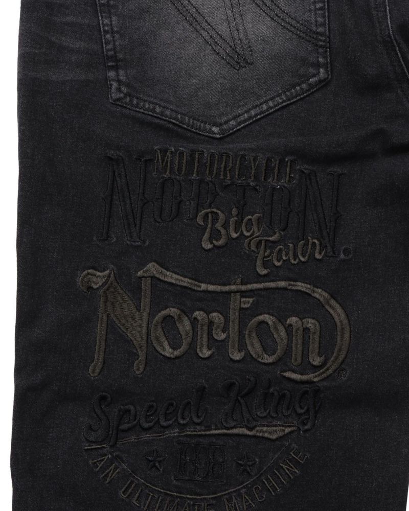 Norton] ストレッチ 刺繍 ブラック デニムパンツ | PEET ONLINE