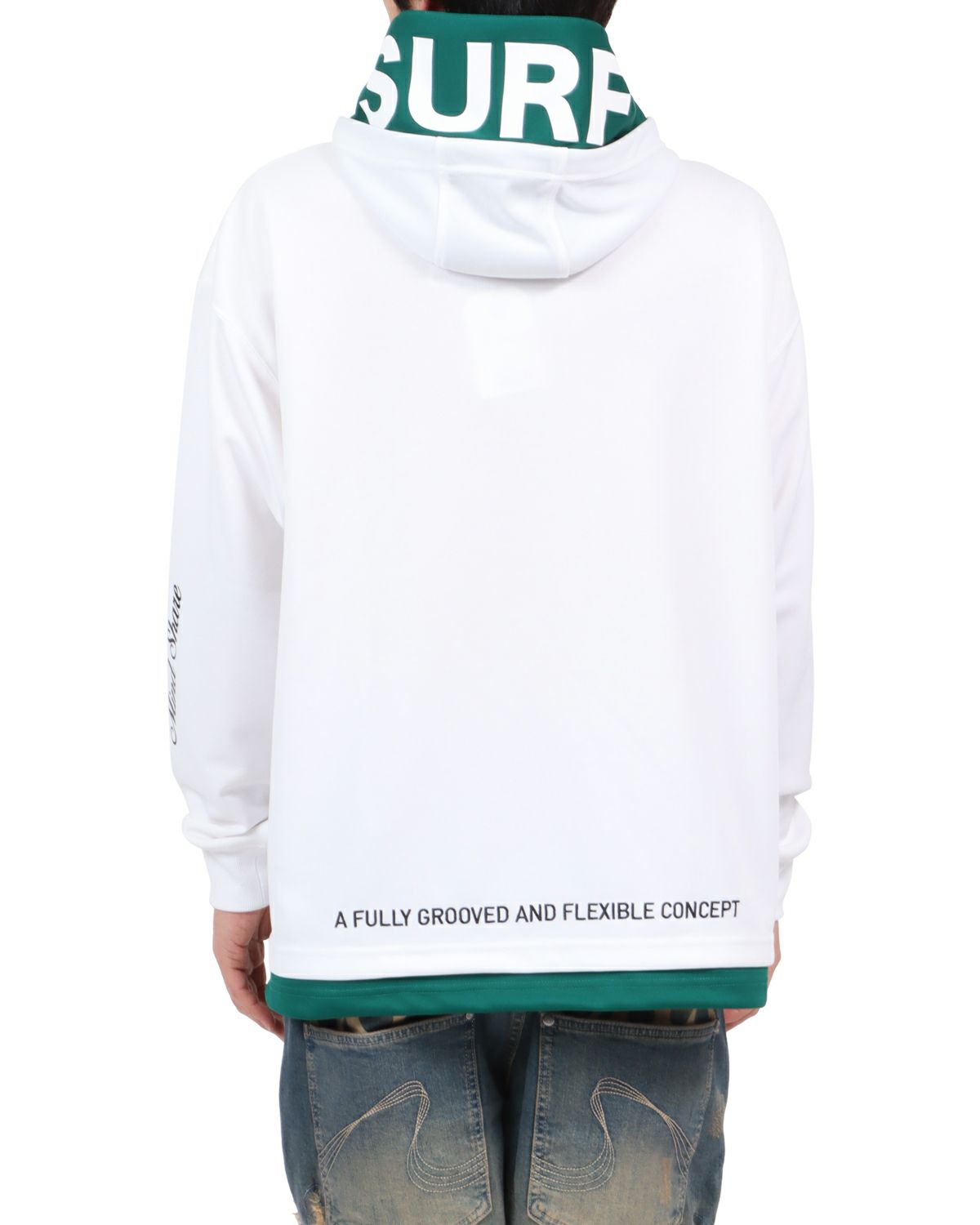 ホワイト：180cm67kg(Lサイズ着用)