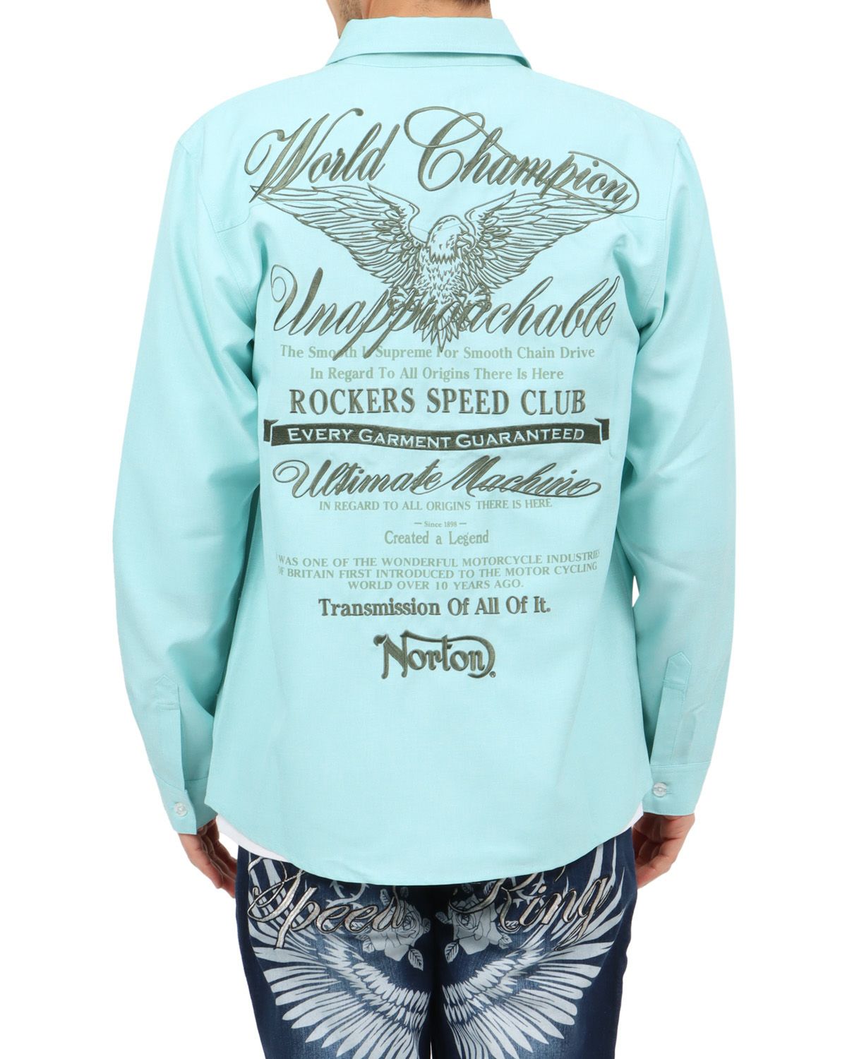 ミントグリーン：180cm67kg(Lサイズ着用)