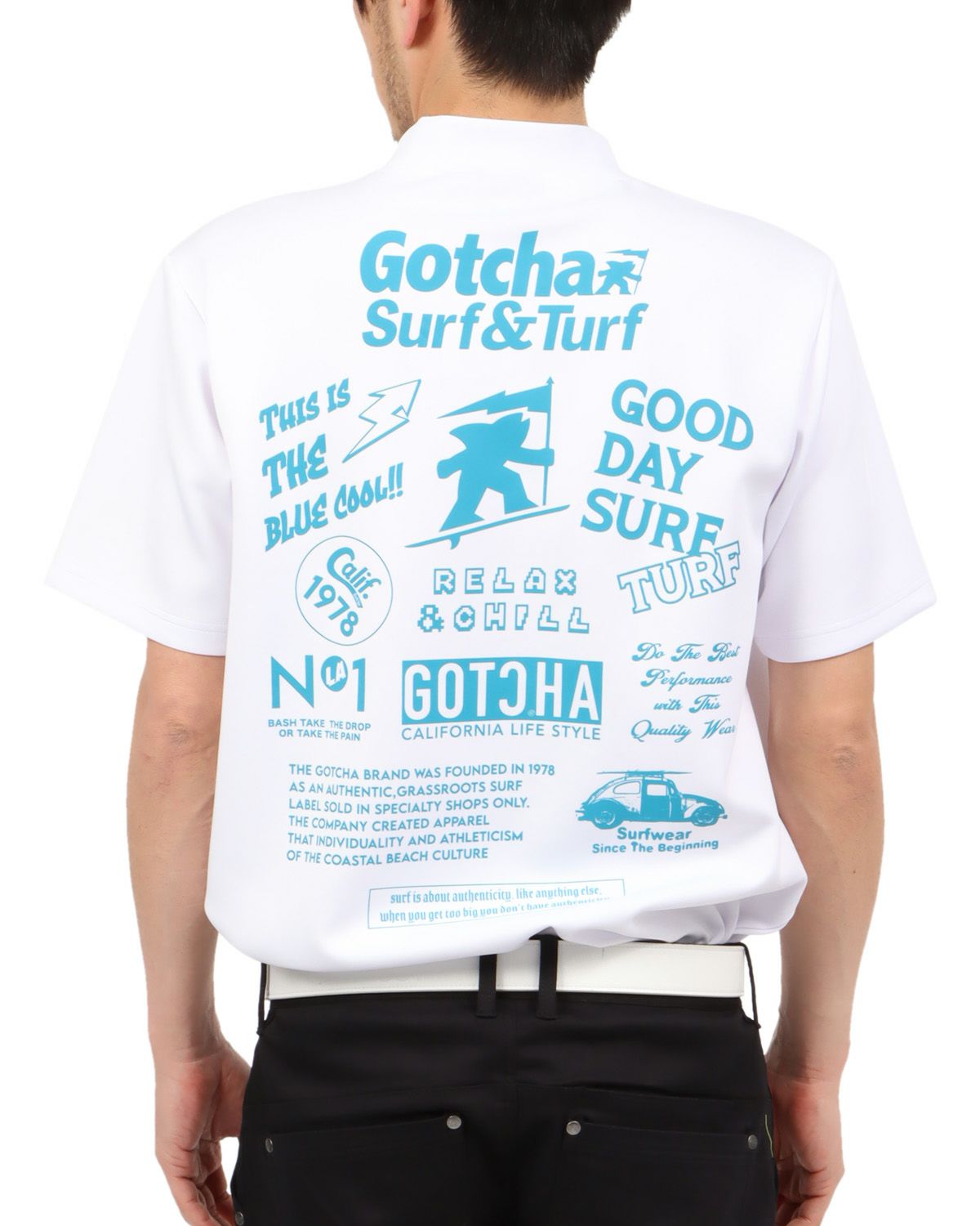 ホワイト：180cm67kg(Lサイズ着用)