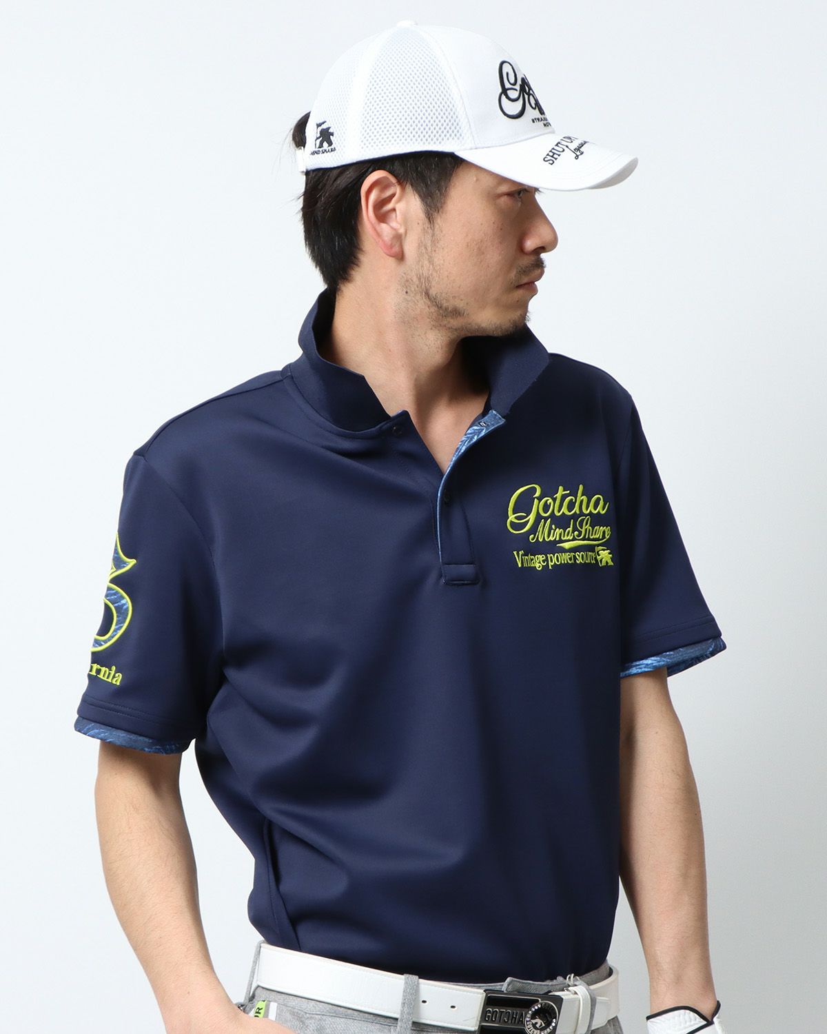 ネイビー：180cm67kg(Lサイズ着用)