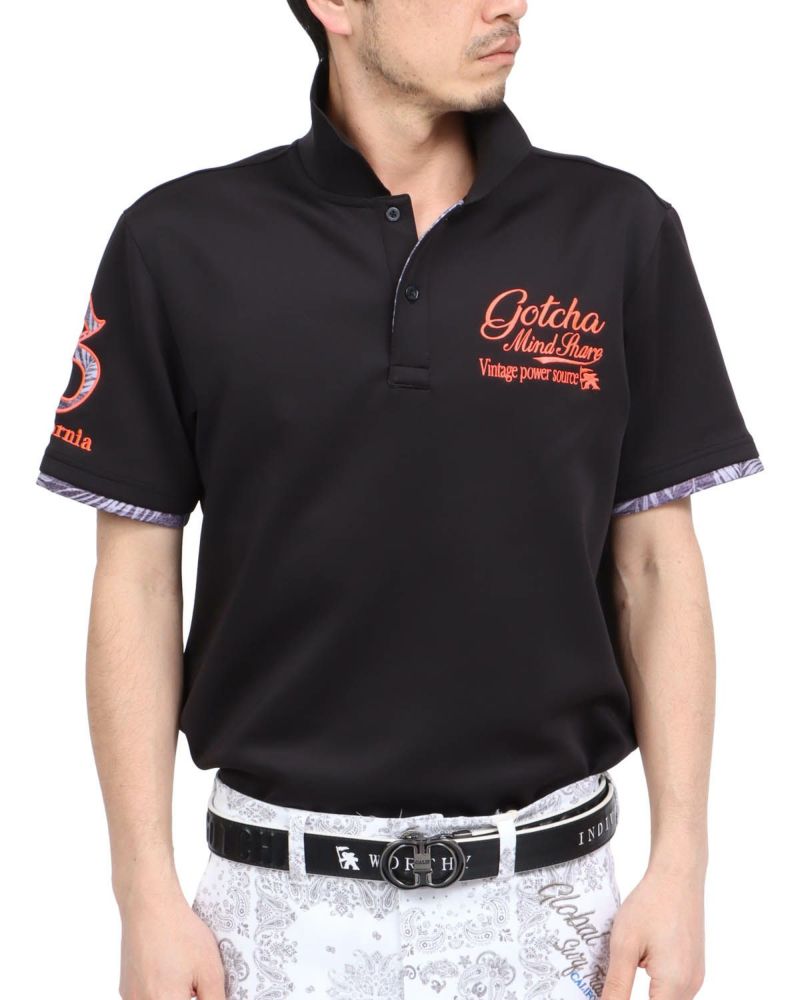 UTAA golf ブラック ポロシャツ　新品 GOTCHA GOLF] スムース ボタニカル ネオン ポロシャツ | PEET