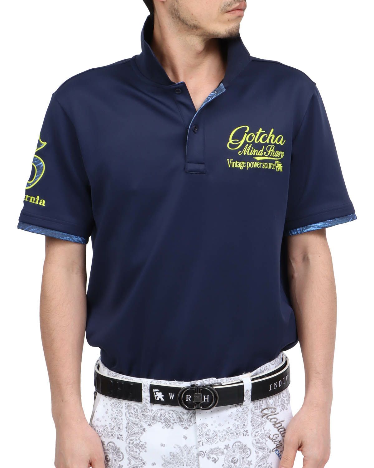 ネイビー：180cm67kg(Lサイズ着用)