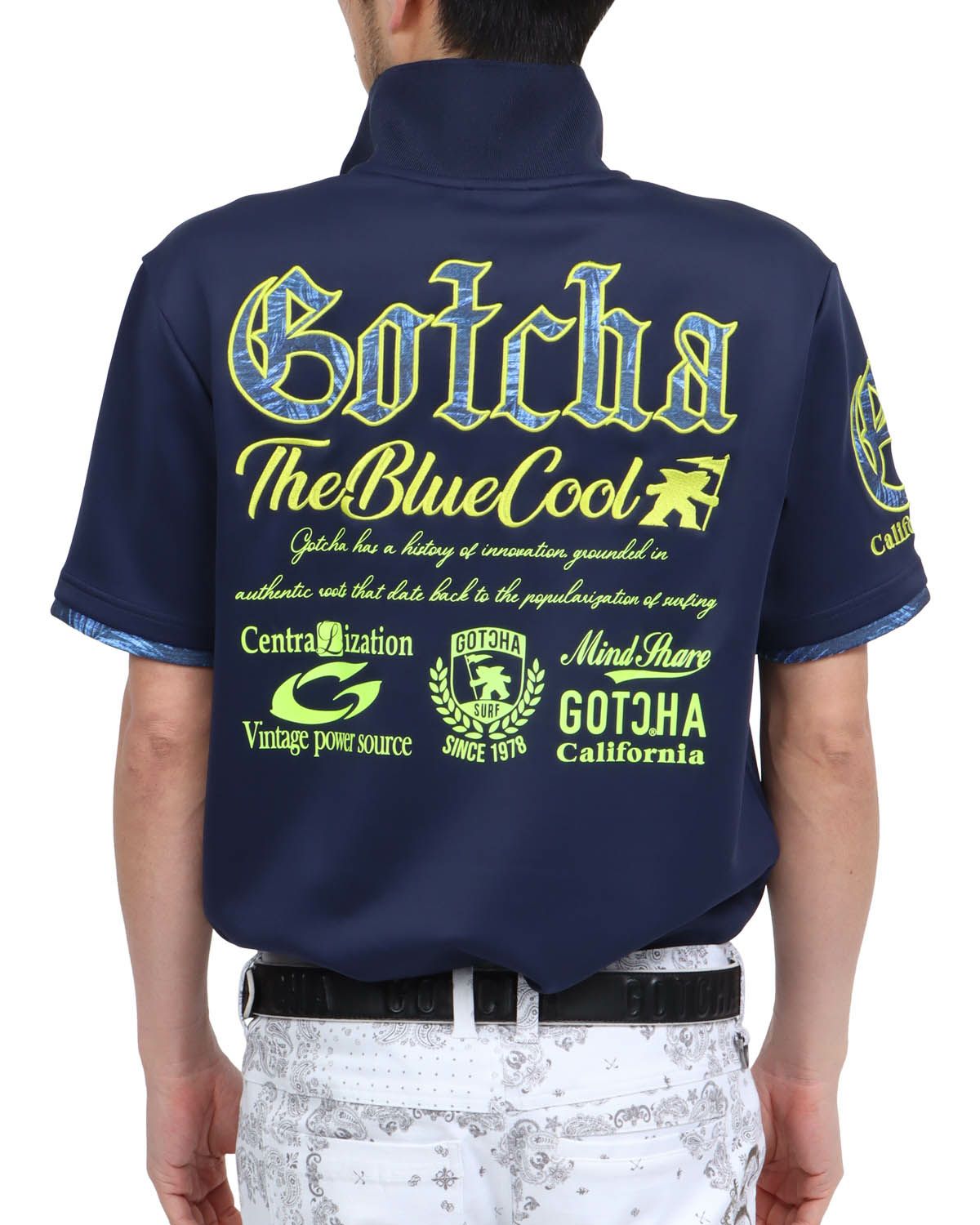 ネイビー：180cm67kg(Lサイズ着用)