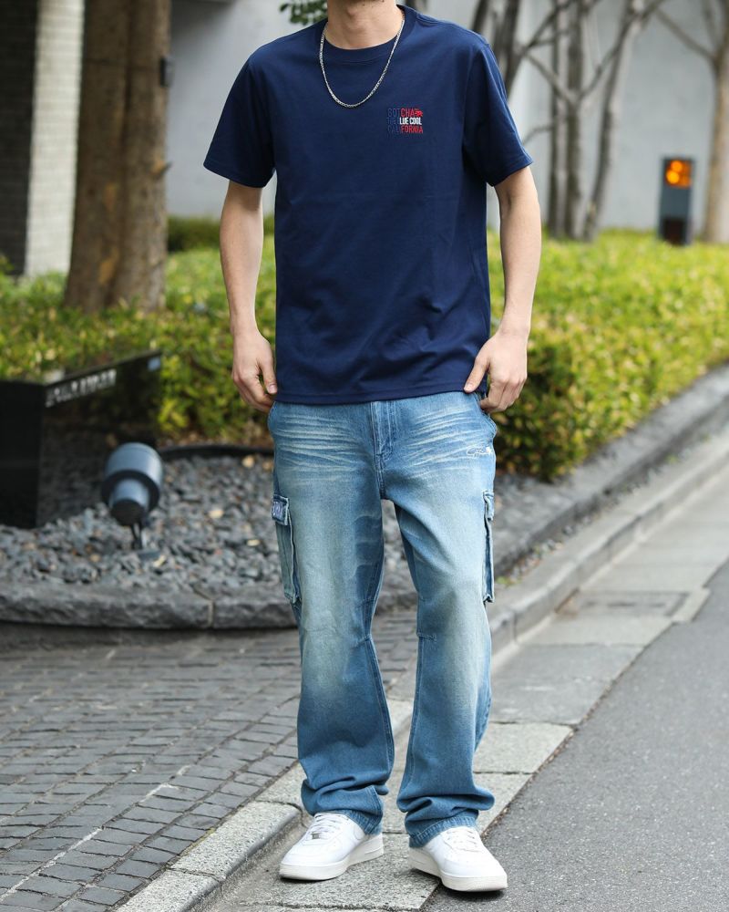 ネイビー：180cm67kg(Lサイズ着用)