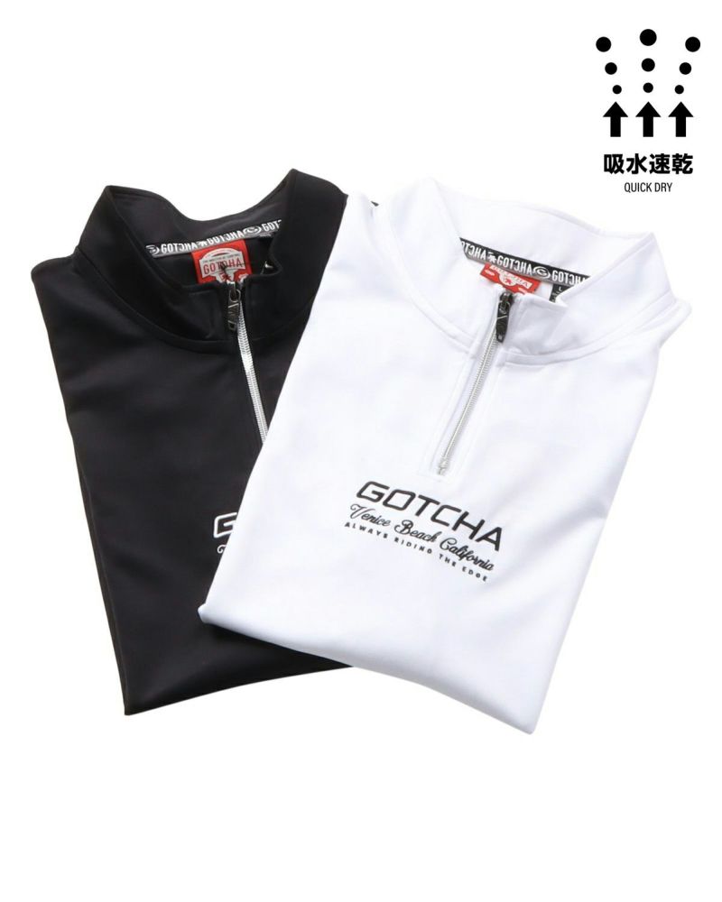 GOTCHA] DRY モックネック ジップ ドロップショルダー Tシャツ