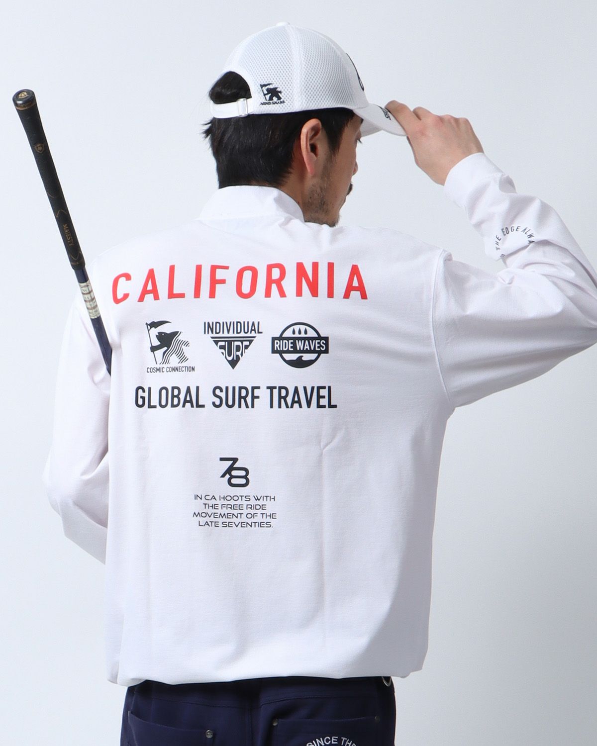 ホワイト：180cm67kg(Lサイズ着用)