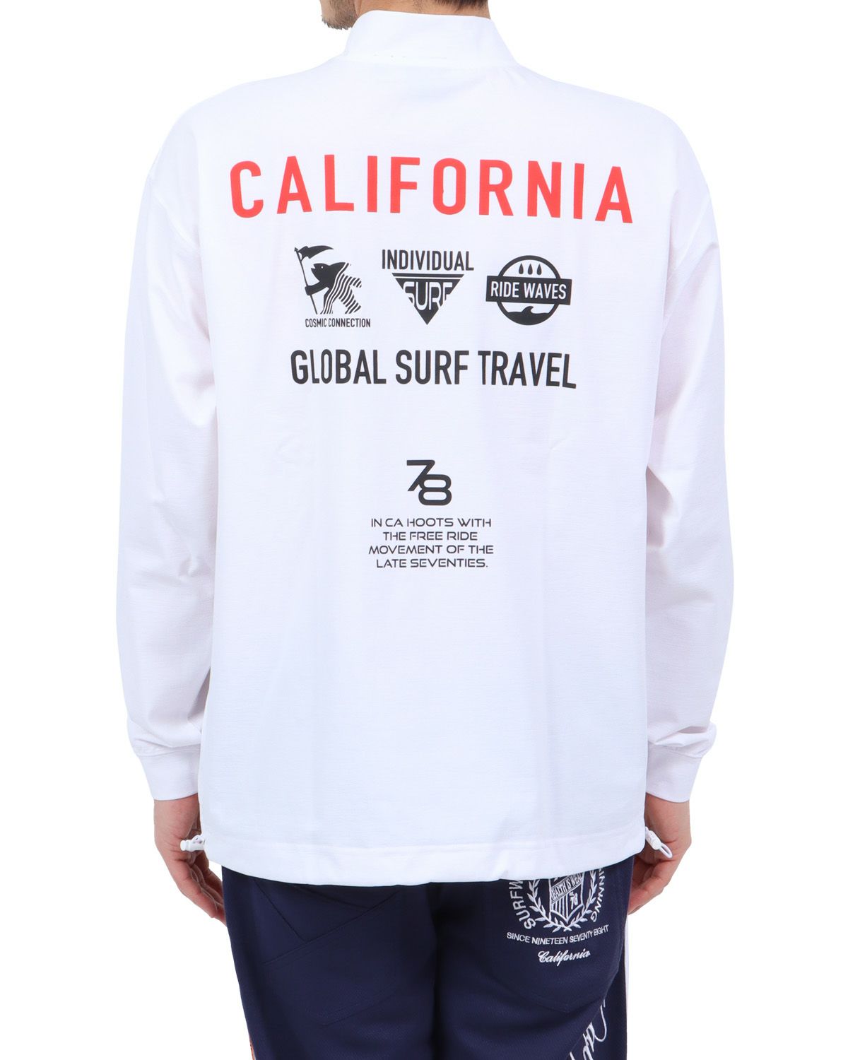 ホワイト：180cm67kg(Lサイズ着用)