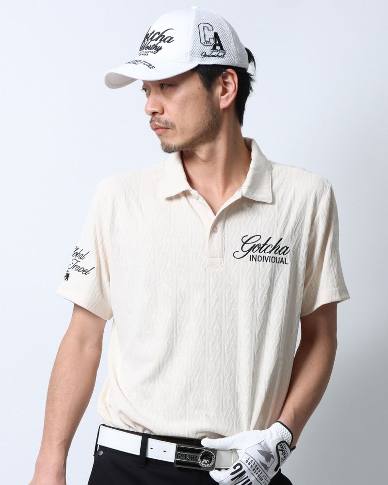 GOTCHA GOLF] ドライ ジャカード ケーブル柄 ポロシャツ | PEET