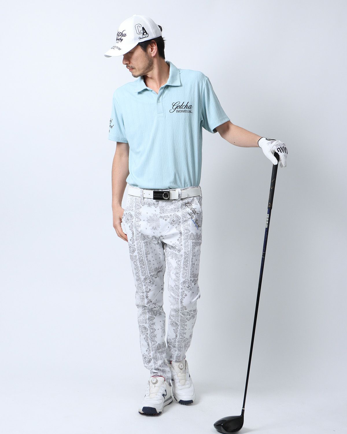 ライトブルー：180cm67kg(Lサイズ着用)