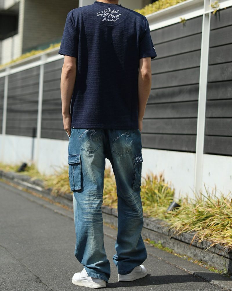 ネイビー：180cm67kg(Lサイズ着用)