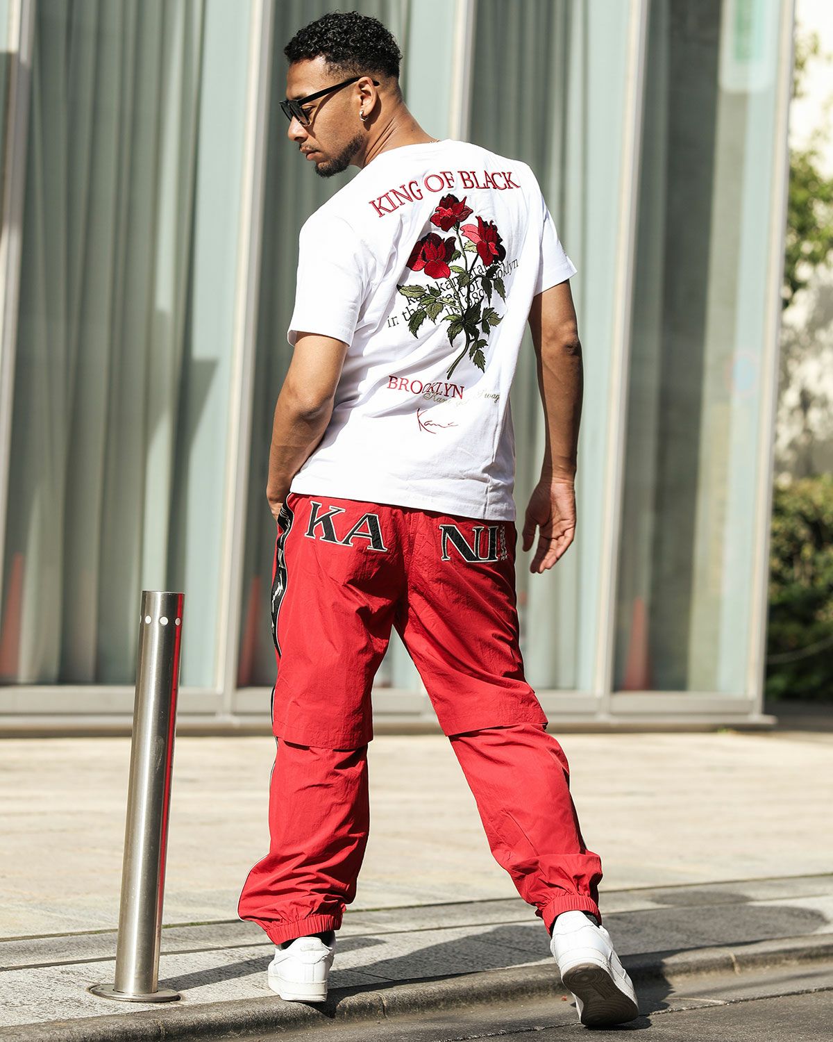 00s Karl Kani ナイロン トラックパンツ ジャージ バギー 極太