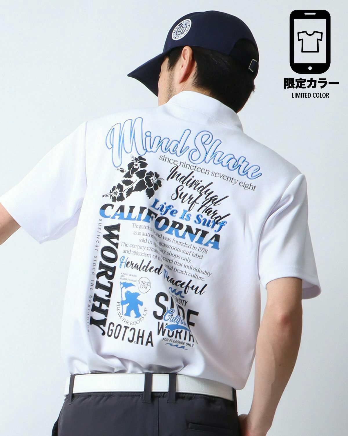 ブルー：180cm67kg(Lサイズ着用)