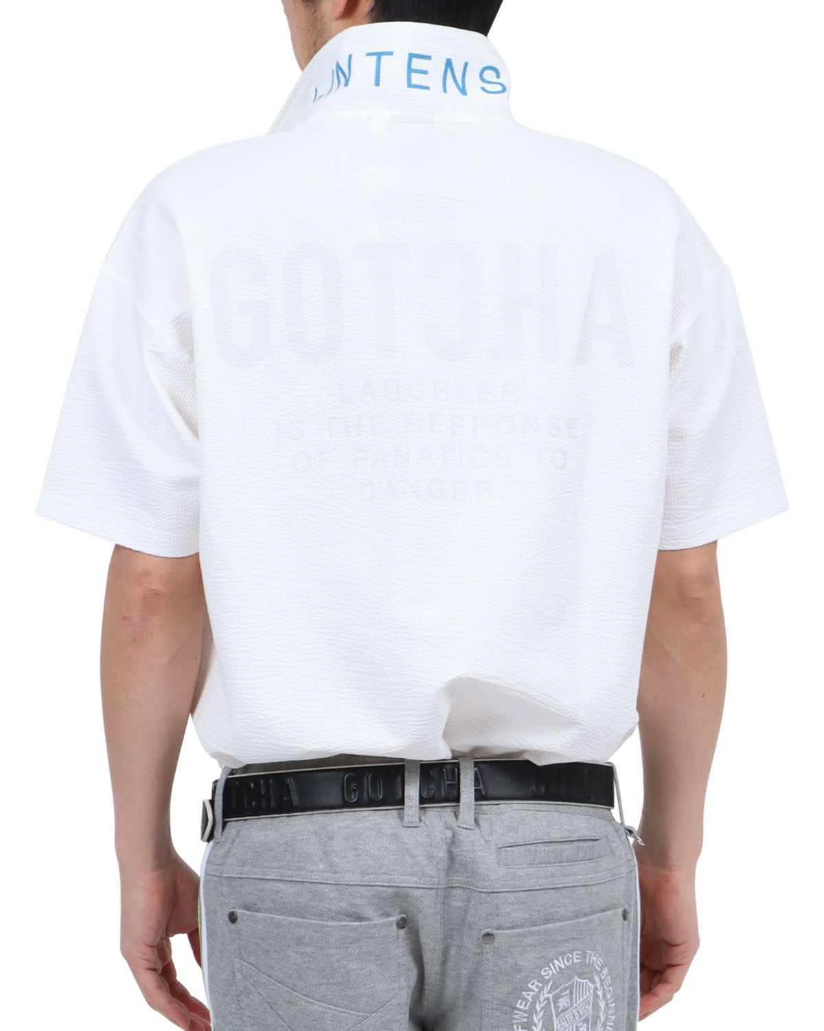 ホワイト：180cm67kg(Lサイズ着用)