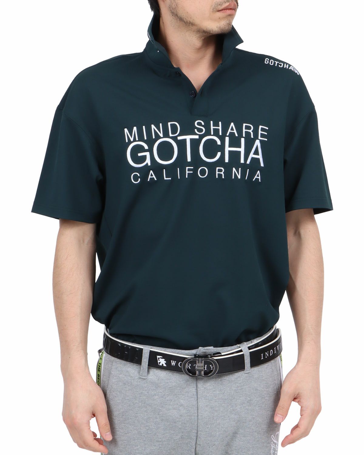 ダークグリーン：180cm67kg(Lサイズ着用)