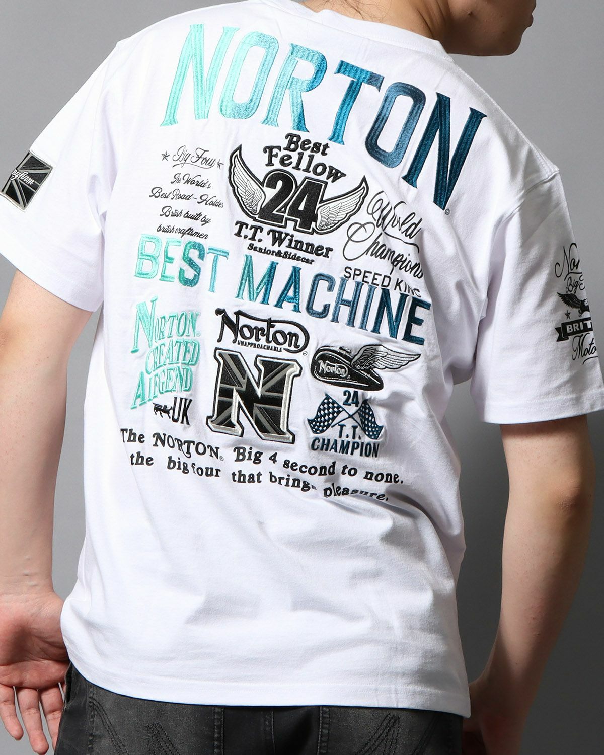 ホワイト：178cm/75kg(Lサイズ着用)