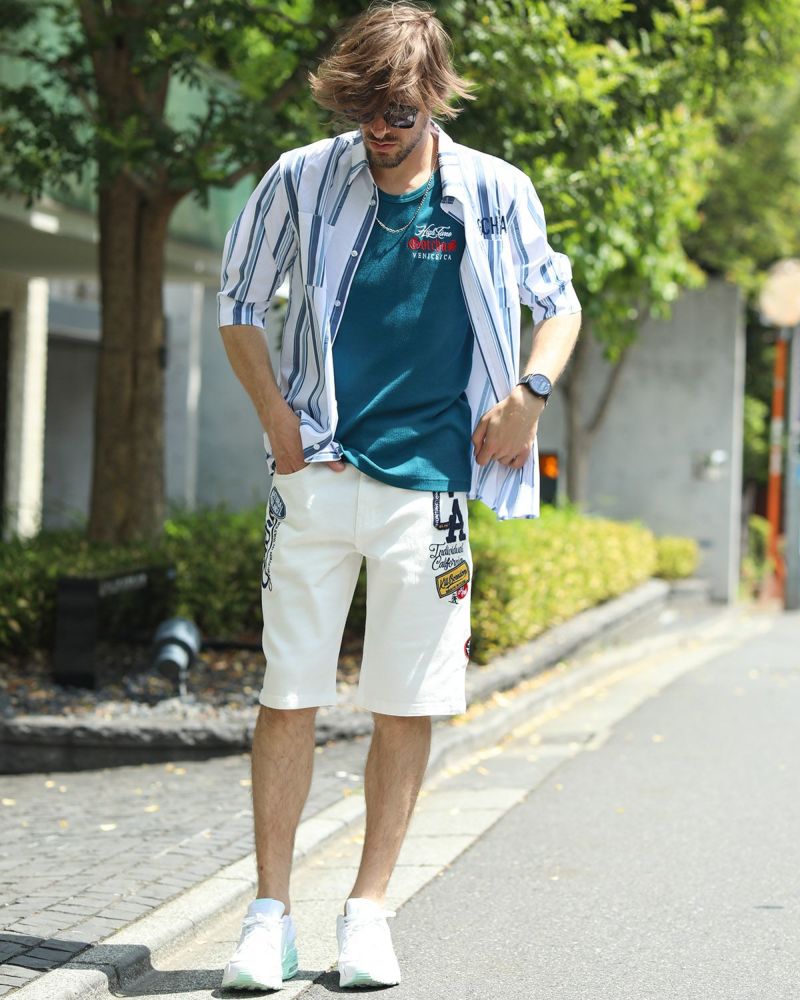 ホワイト:183cm70kg(Lサイズ着用)