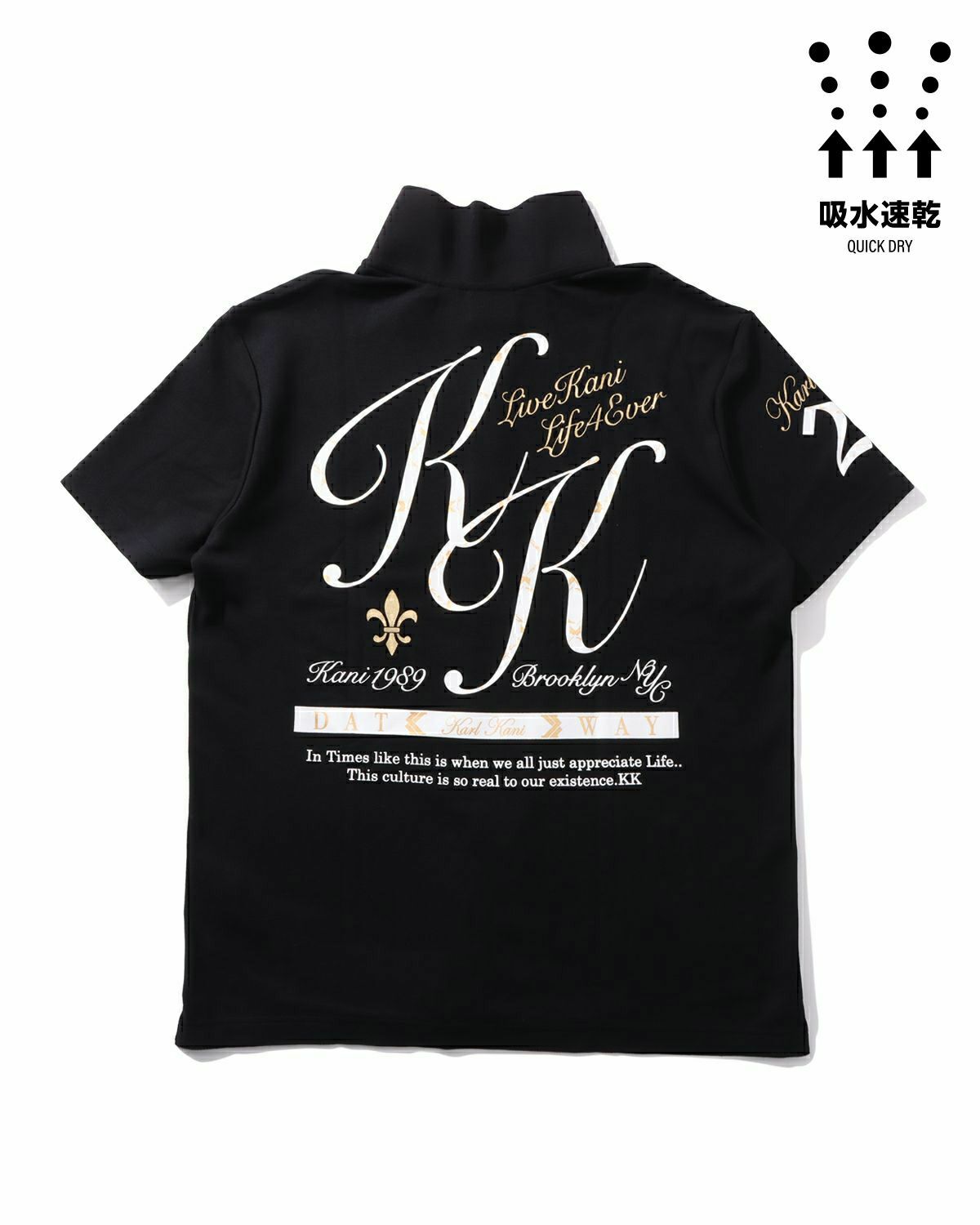 Karl Kani GOLF] ドライ 千鳥 ジャカード ハーフジップ Tシャツ