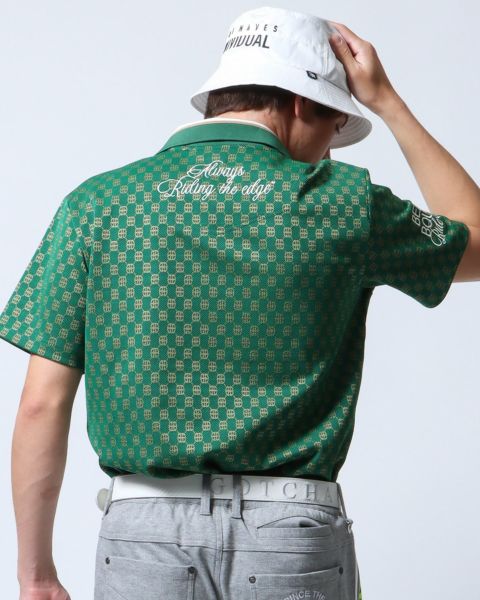 [GOTCHA GOLF] モノグラム ジャカード ライン ポロシャツ