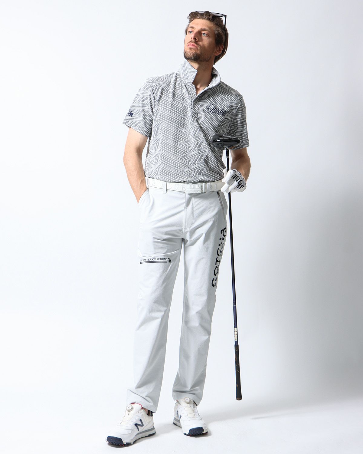 グレー：183cm70kg(Lサイズ着用)