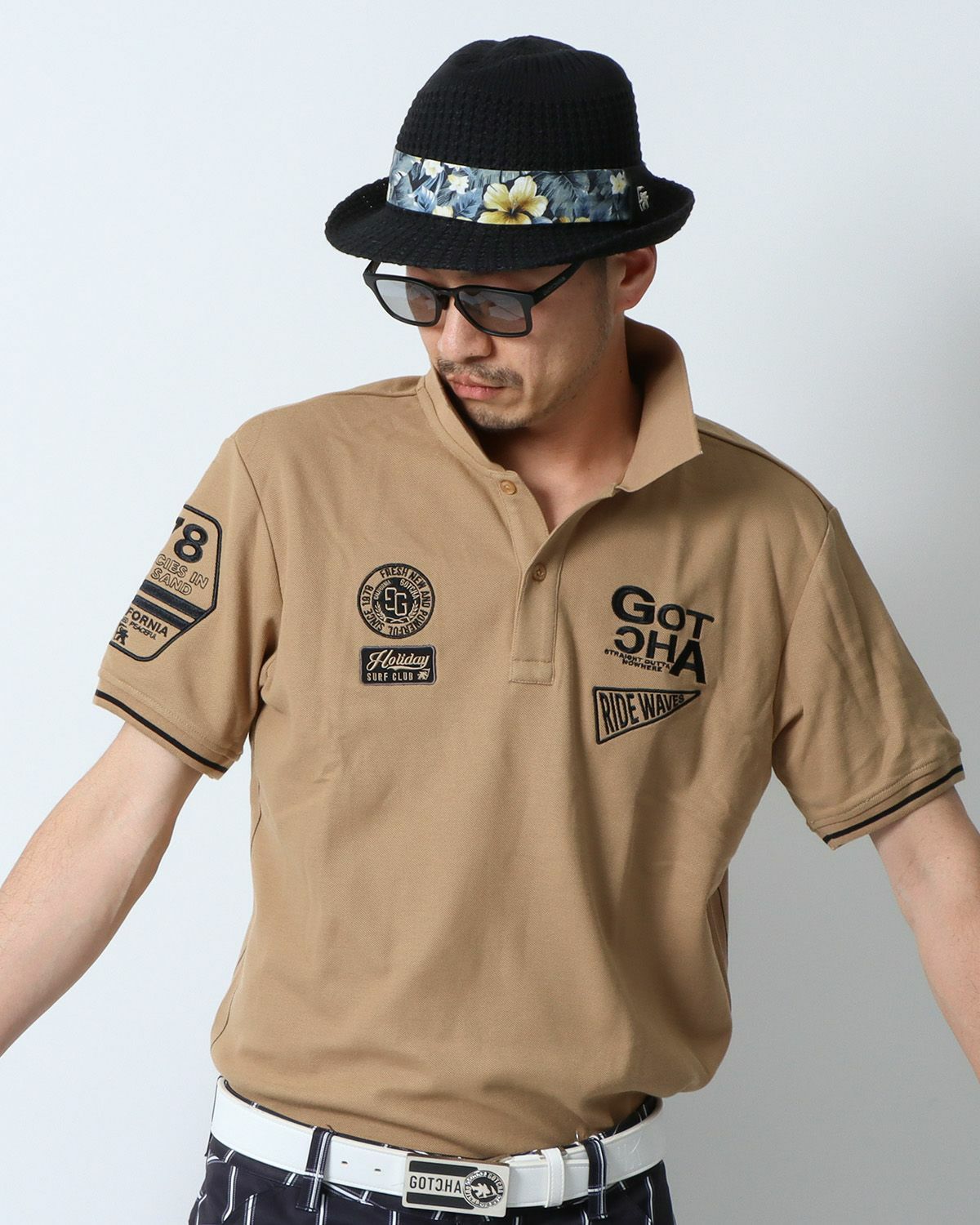 ベージュ：180cm67kg(Lサイズ着用)