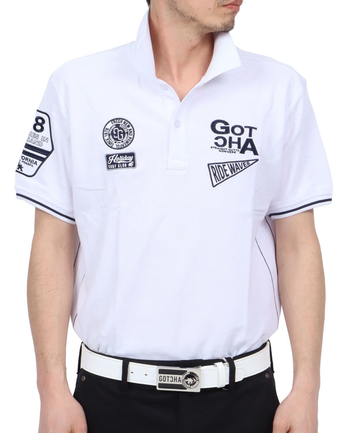 ホワイト：180cm67kg(Lサイズ着用)