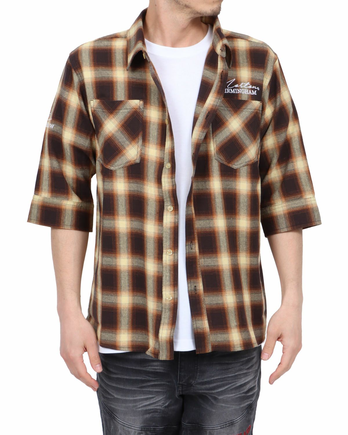 ブラウン：180cm67kg(Lサイズ着用)