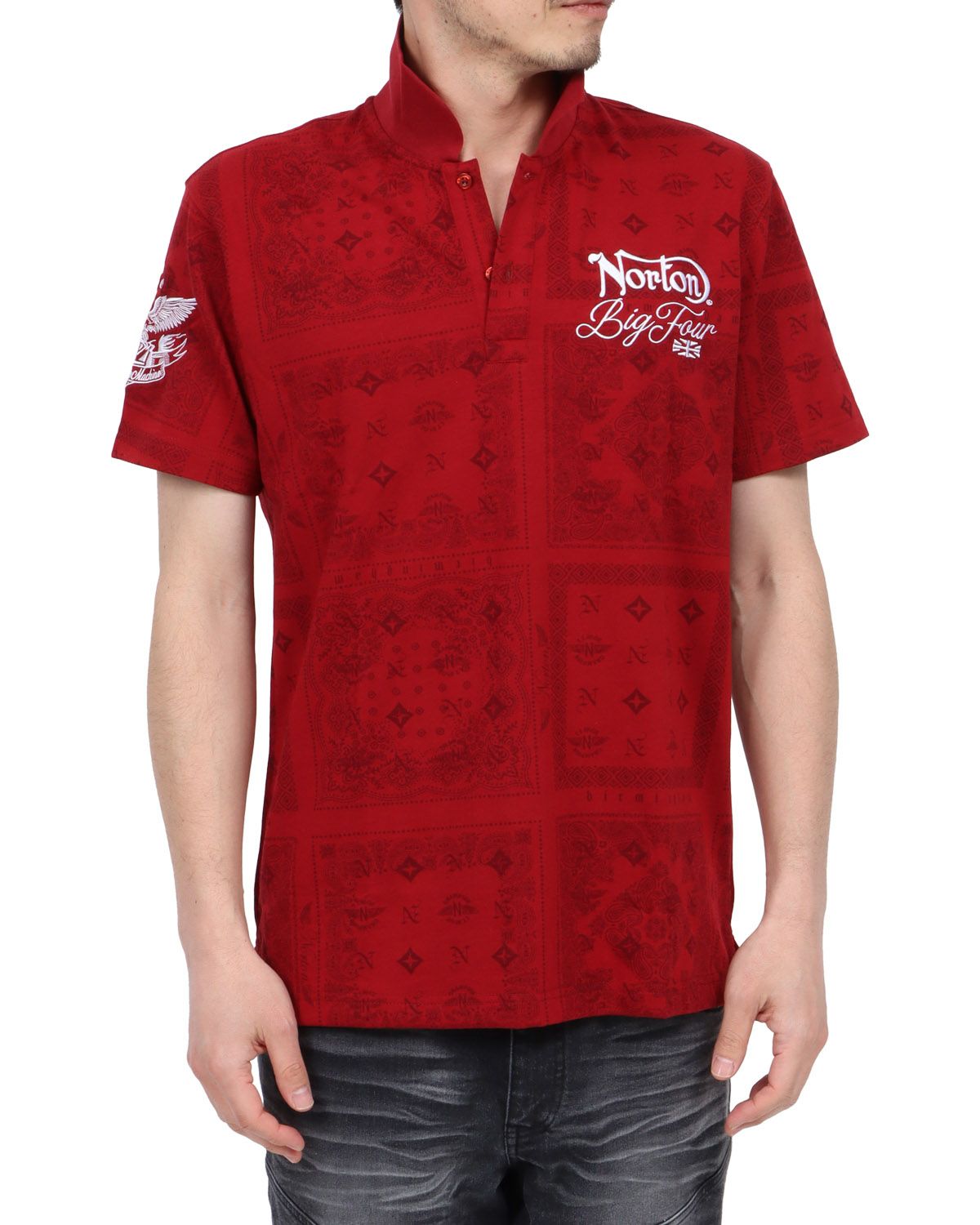 ダークレッド：180cm67kg(Lサイズ着用)